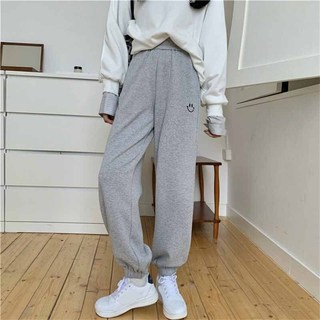 Quần ống bom thêu mặt cười chất nỉ cao cấp mặc ấm mùa đông chống nắng hè đi học, tập gym,thể thao du lịch siêu hot SSL