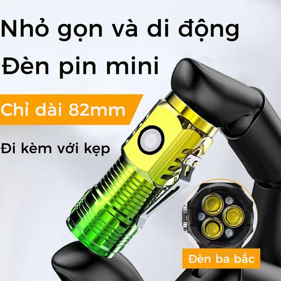 Đèn pin mini 5 chế độ chiếu sáng Nhỏ gọn và di động、Chống nước、Thời lượng pin dài