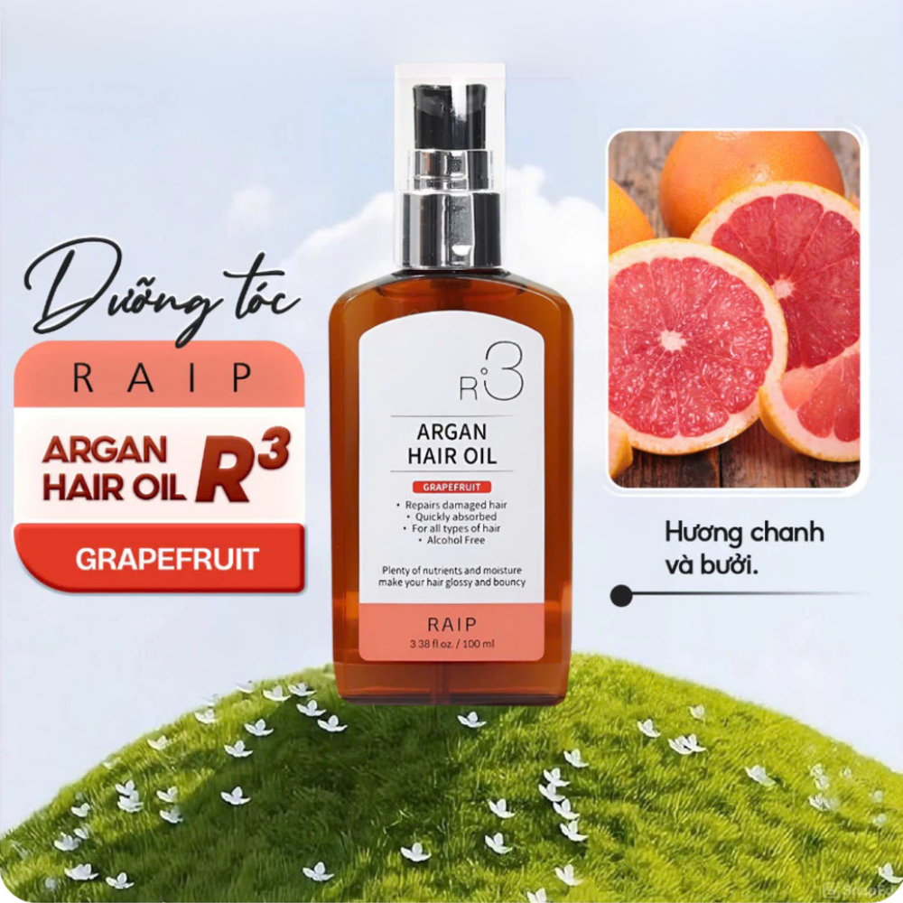 Dầu Dưỡng Tóc Argan Raip R3 GrapeFruit 100ML Hương Bưởi Phục Hồi Hư Tổn Cho Tóc Hay Đi Ngoài Đường