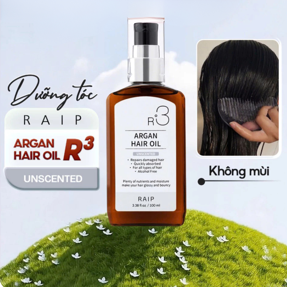 [ HÀNG CHÍNH HÃNG] Tinh Dầu Dưỡng Tóc Raip R3 Argan Hair Oil 100ml Bản Không Mùi Unscented Bóng Mượt