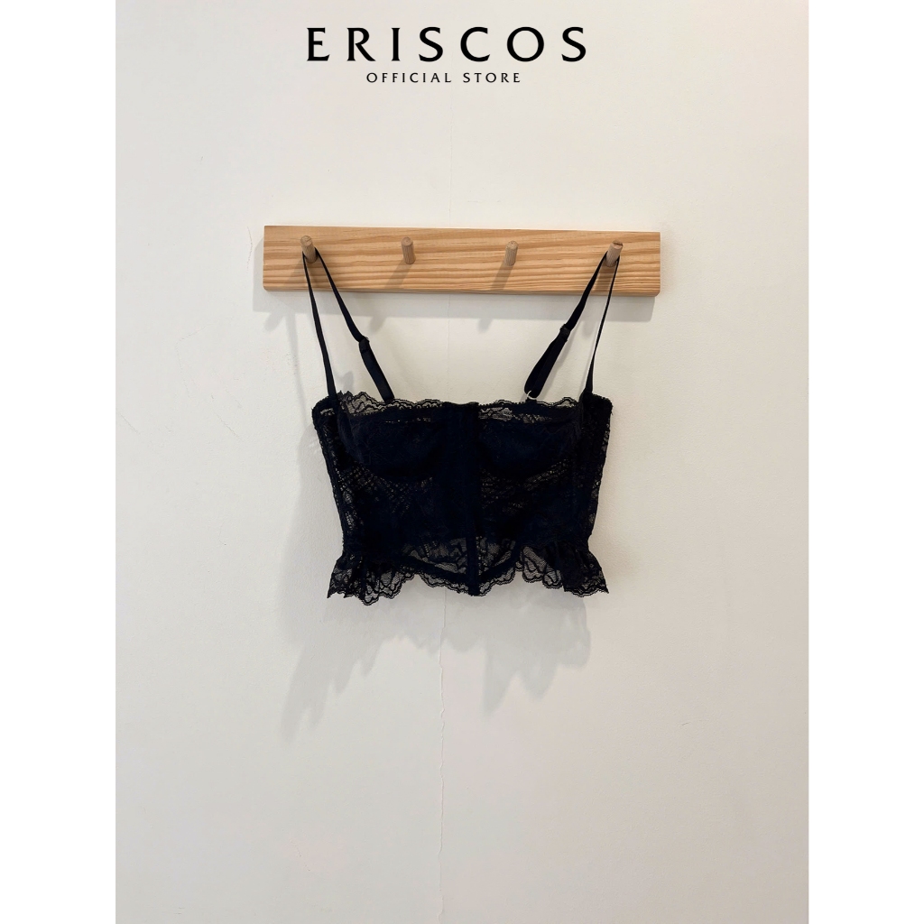 Eriscos áo corset ren có gọng nâng nhẹ ngực dáng quả ngang ôm nửa quả chân áo mix bèo quyến rũ mùa Thu mix cùng blazer