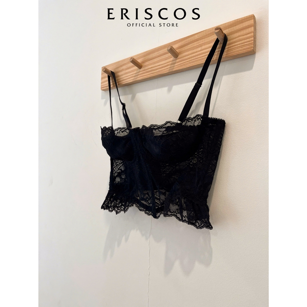 Eriscos áo corset ren có gọng nâng nhẹ ngực dáng quả ngang ôm nửa quả chân áo mix bèo quyến rũ mùa Thu mix cùng blazer
