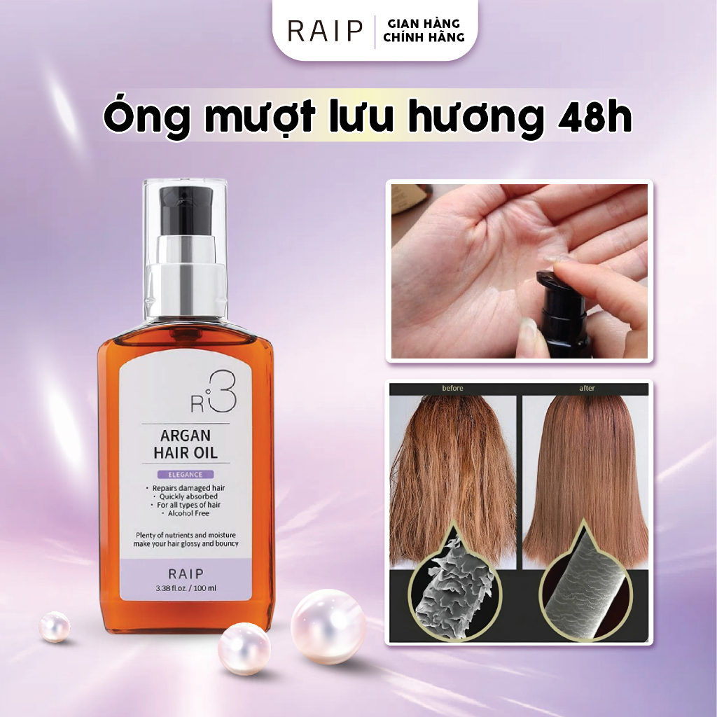 [ HÀNG CHÍNH HÃNG] Tinh Dầu Dưỡng Tóc Raip R3 Argan Hair Oil 100ml Hương Elegance thanh lịch, nhẹ nhàng, quý phái