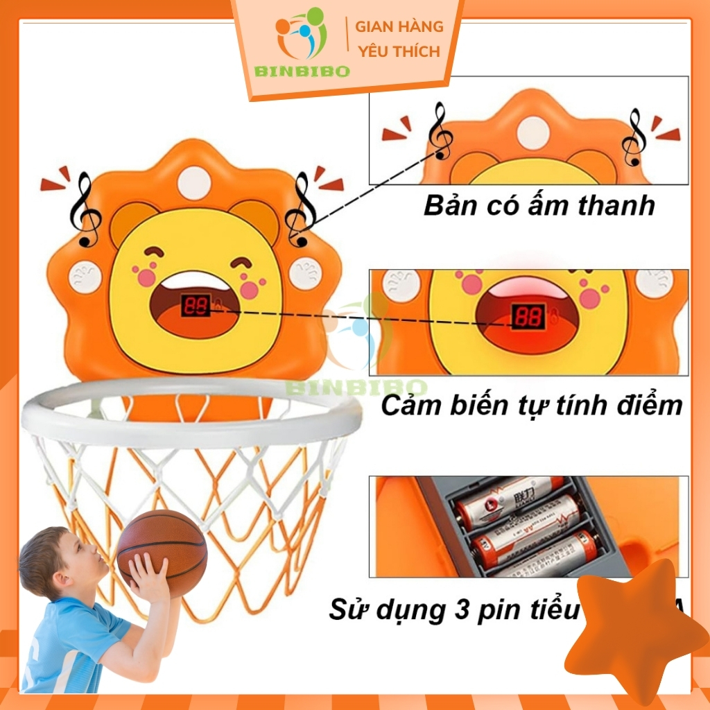 Bóng rổ cảm ứng tính điểm đồ chơi vận động trong nhà hoặc ngoài trời giúp bé phát triển chiều cao - Binbibo