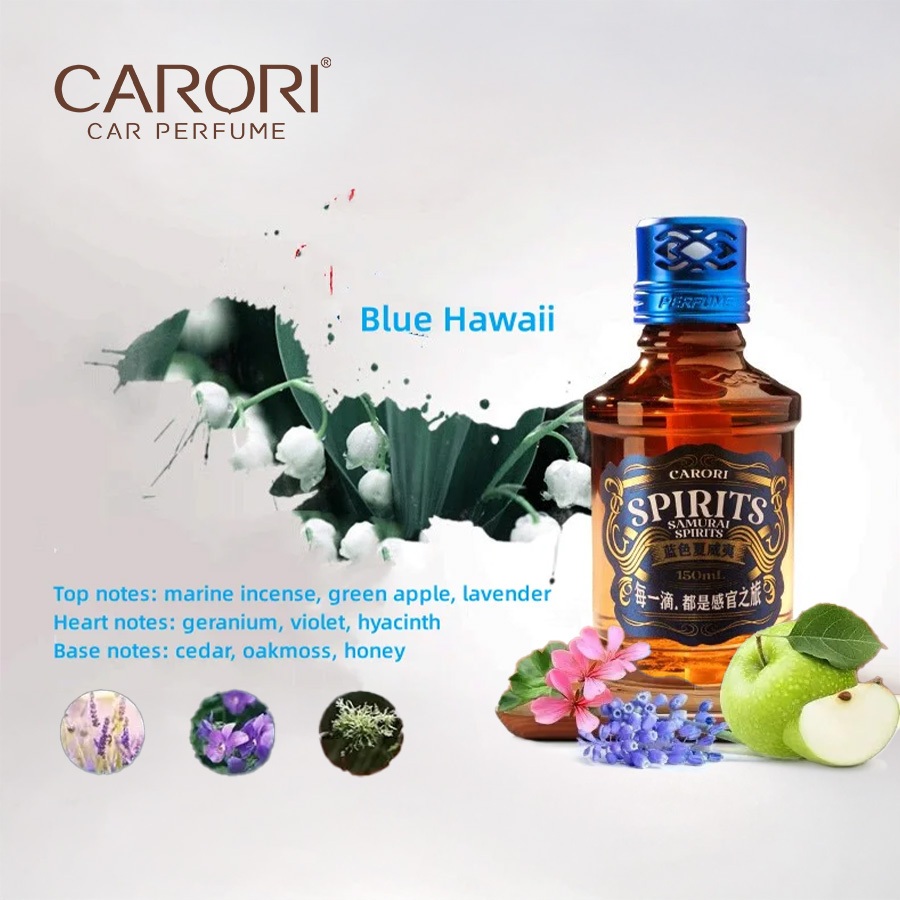 Nước Hoa Khử Mùi Trên Ô Tô CARORI Spirits JY-1621 Blue Hawaii 150ml Phù Hợp Cho Nhiều Dòng Xe Ô Tô Xe Hơi Xe Tải