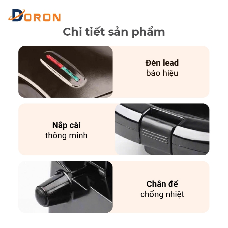 Máy ép bánh mì sandwich RAF 850W làm nóng nhanh, bánh chín đều 2 mặt