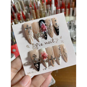 447. nailbox thạch nude, đính charm punk, style âu mỹ