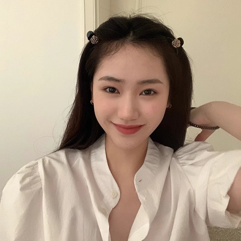 Set 2 Kẹp Tóc Mái Mini Đính Hoa Trà Phong Cách Hàn Quốc Phụ Kiện Tóc Nữ Emopli