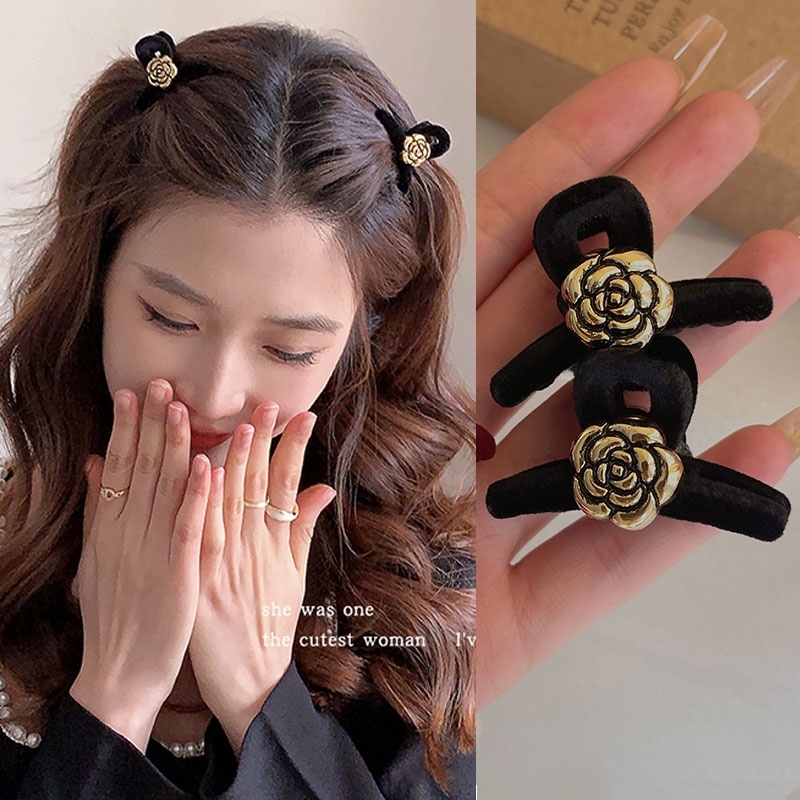 Set 2 Kẹp Tóc Mái Mini Đính Hoa Trà Phong Cách Hàn Quốc Phụ Kiện Tóc Nữ Emopli