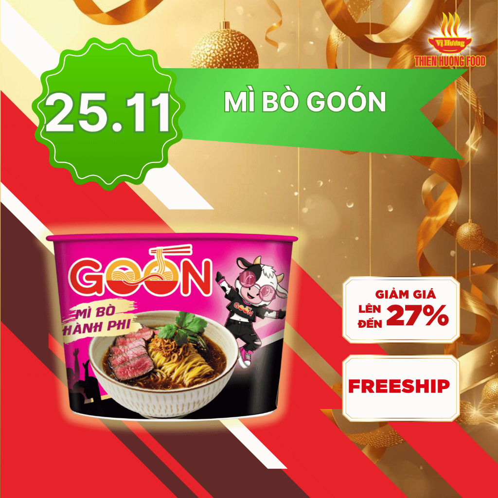 Thùng 9 tô Mì Bò hành phi Goón 100gr/ tô