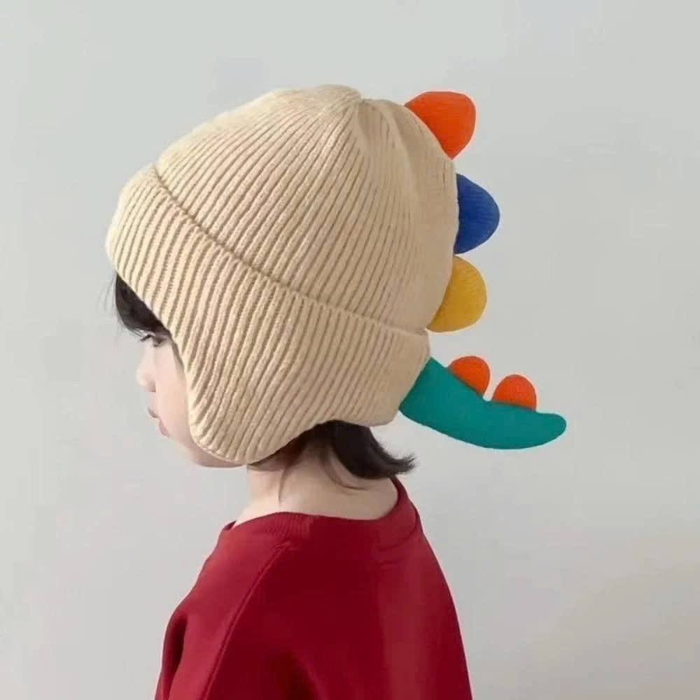 Mũ dệt kim, Mũ bịt tai trẻ em khủng long ấm áp, Mũ bảo vệ tai cho bé chống gió