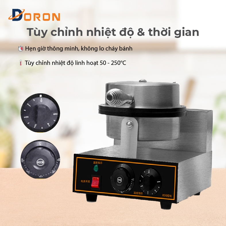 Máy làm bánh tráng, bánh quế DORON 1300W làm nóng đều 2 mặt khuôn, bánh thơm ngon