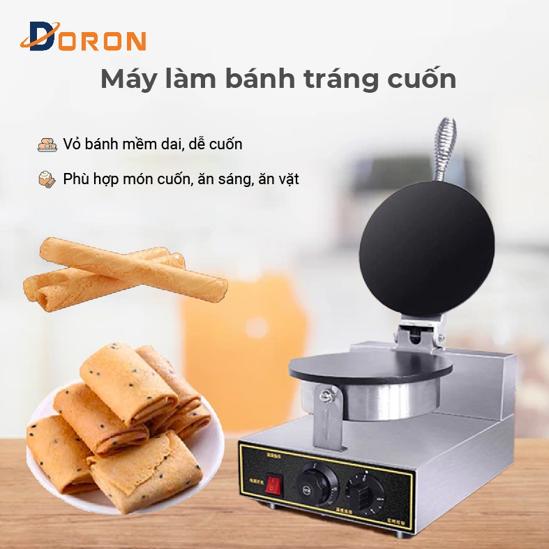 Máy làm bánh tráng, bánh quế DORON 1300W làm nóng đều 2 mặt khuôn, bánh thơm ngon