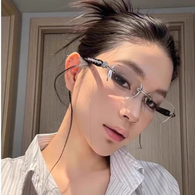 Kính Mắt Thời Trang INNI Kính Mắt Không Viền Phong Cách Âu Mỹ Thiết Kế Kim Loại Gia Công Cầu Kỳ-8013