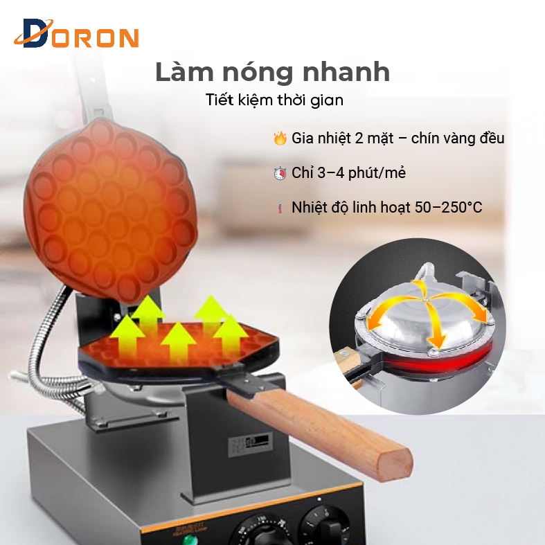 Máy trứng gà non, máy nướng bánh gà non DORON 1400W điều chỉnh 50 - 250 độ, hẹn giờ chính xác