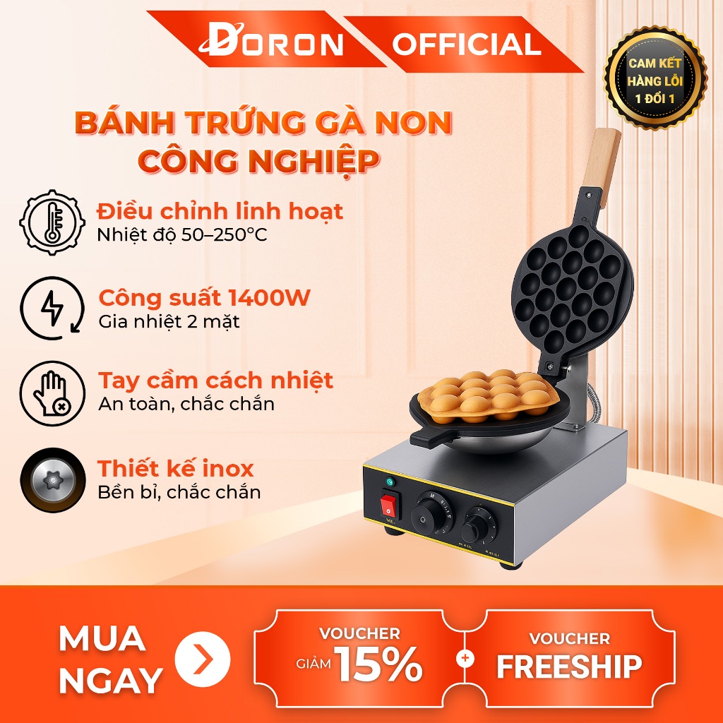 Máy làm trứng gà non 1400W điều chỉnh 50 - 250 độ, hẹn giờ chính xác