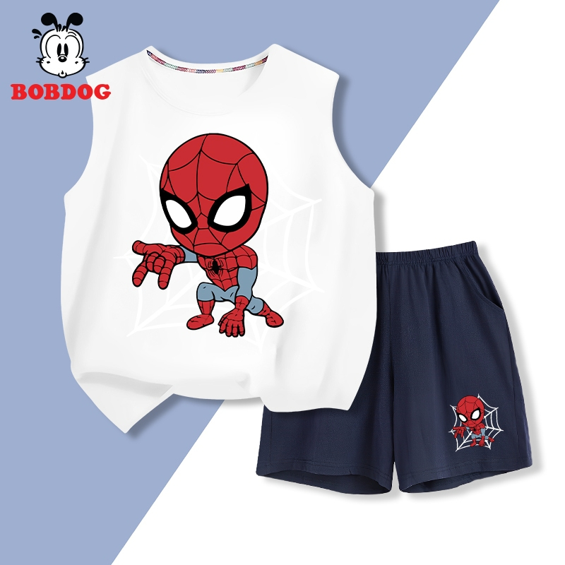 SALE HÈ Bộ bé trai BOBDOG, set quần áo ba lỗ chất cotton thoáng mát in hình NGƯỜI NHỆN cho bé BD-BDO60