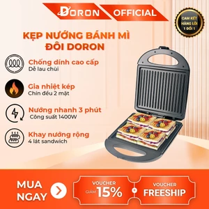 Máy nướng bánh mì DORON 1400W làm nóng đều 2 mặt khuôn, bánh thơm ngon