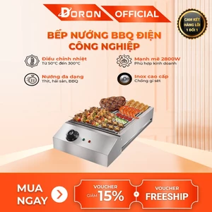 Bếp nướng thịt xiên, bếp nướng điện DORON 2800W gia nhiệt nhanh, chống quá nhiệt, quá tải