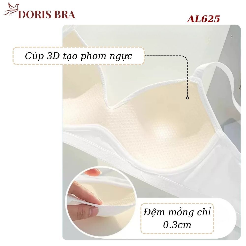 Áo lót nữ đệm mỏng DORIS AL625, Áo ngực học sinh không gọng cotton gân tăm đệm mỏng vạt chéo sexy mềm mại | BigBuy360 - bigbuy360.vn