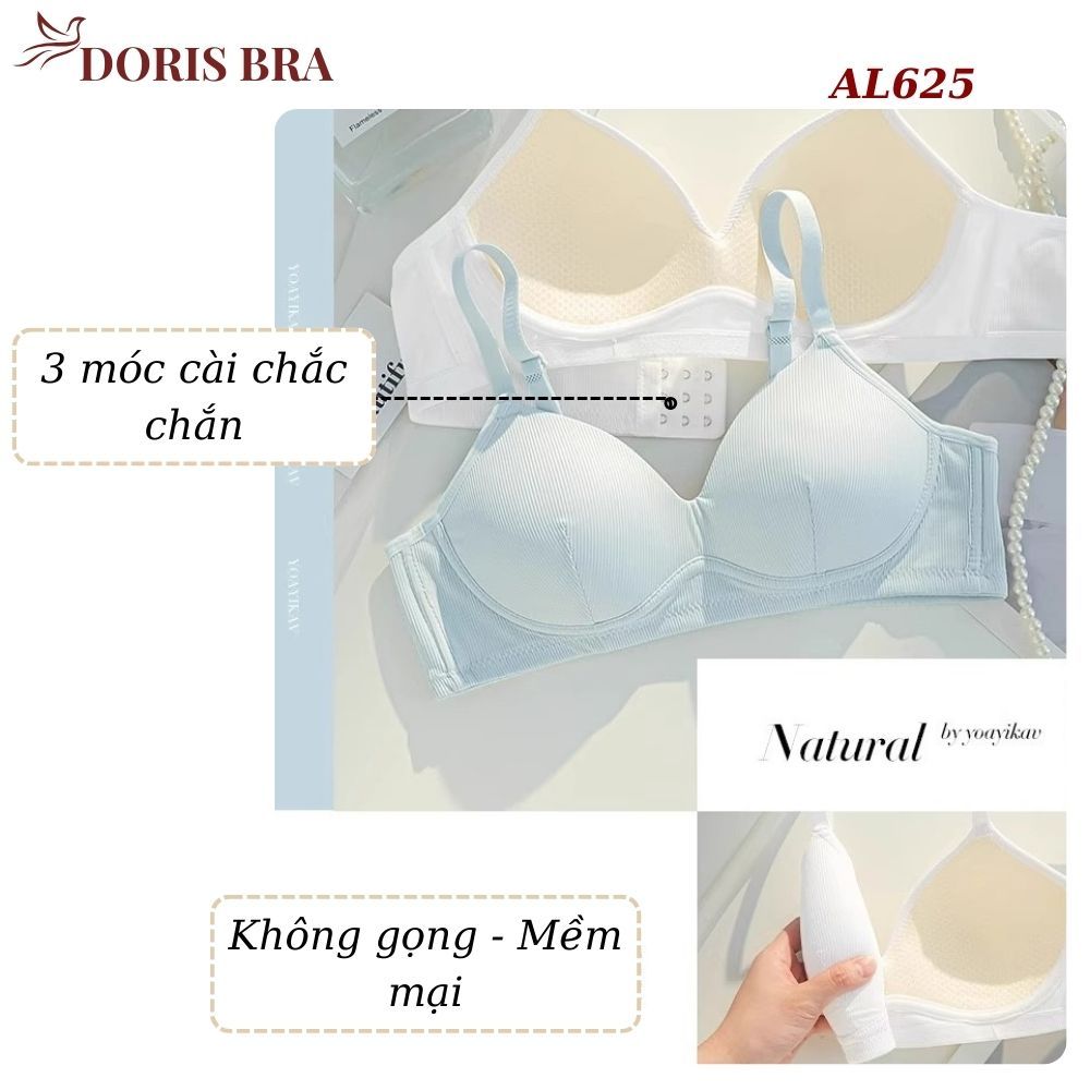 Áo lót nữ đệm mỏng DORIS AL625, Áo ngực học sinh không gọng cotton gân tăm đệm mỏng vạt chéo sexy mềm mại | BigBuy360 - bigbuy360.vn