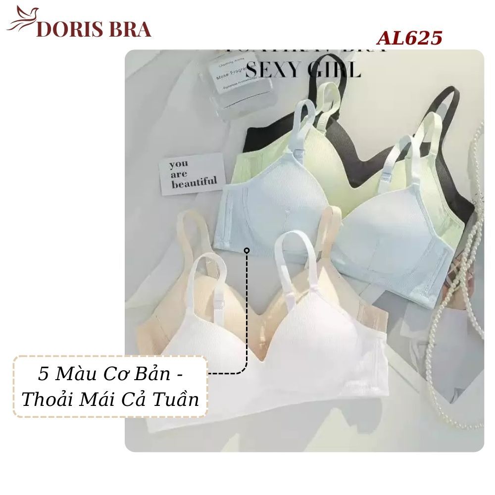 Áo lót nữ đệm mỏng DORIS AL625, Áo ngực học sinh không gọng cotton gân tăm đệm mỏng vạt chéo sexy mềm mại | BigBuy360 - bigbuy360.vn