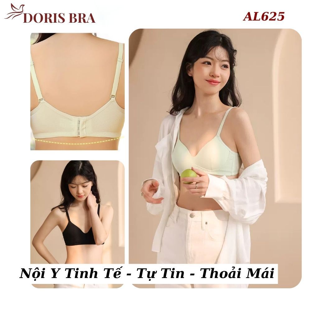Áo lót nữ đệm mỏng DORIS AL625, Áo ngực học sinh không gọng cotton gân tăm đệm mỏng vạt chéo sexy mềm mại | BigBuy360 - bigbuy360.vn