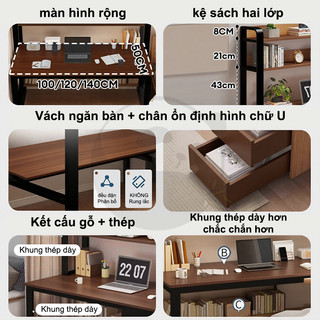 Bàn học có kệ sách có ngăn kéo phòng ngủ Vừa Học Vừa Làm Vừa Đọc Sách  Đa Năng Tiết Kiệm Diện Tích