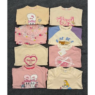 ÁO SWEATER / ÁO THUN DA CÁ XUẤT HÀN HÌNH IN GẤU / THỎ / PHỐI CỔ BÈO CHO BÉ GÁI | AnhMy Baby