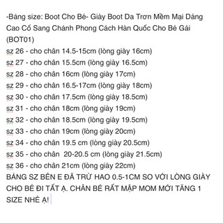 Giày Boot Da Trơn Mềm Mại Dáng Cao Cổ Sang Chảnh  Phong Cách Hàn Quốc Cho Bé Gái  (BOT01)