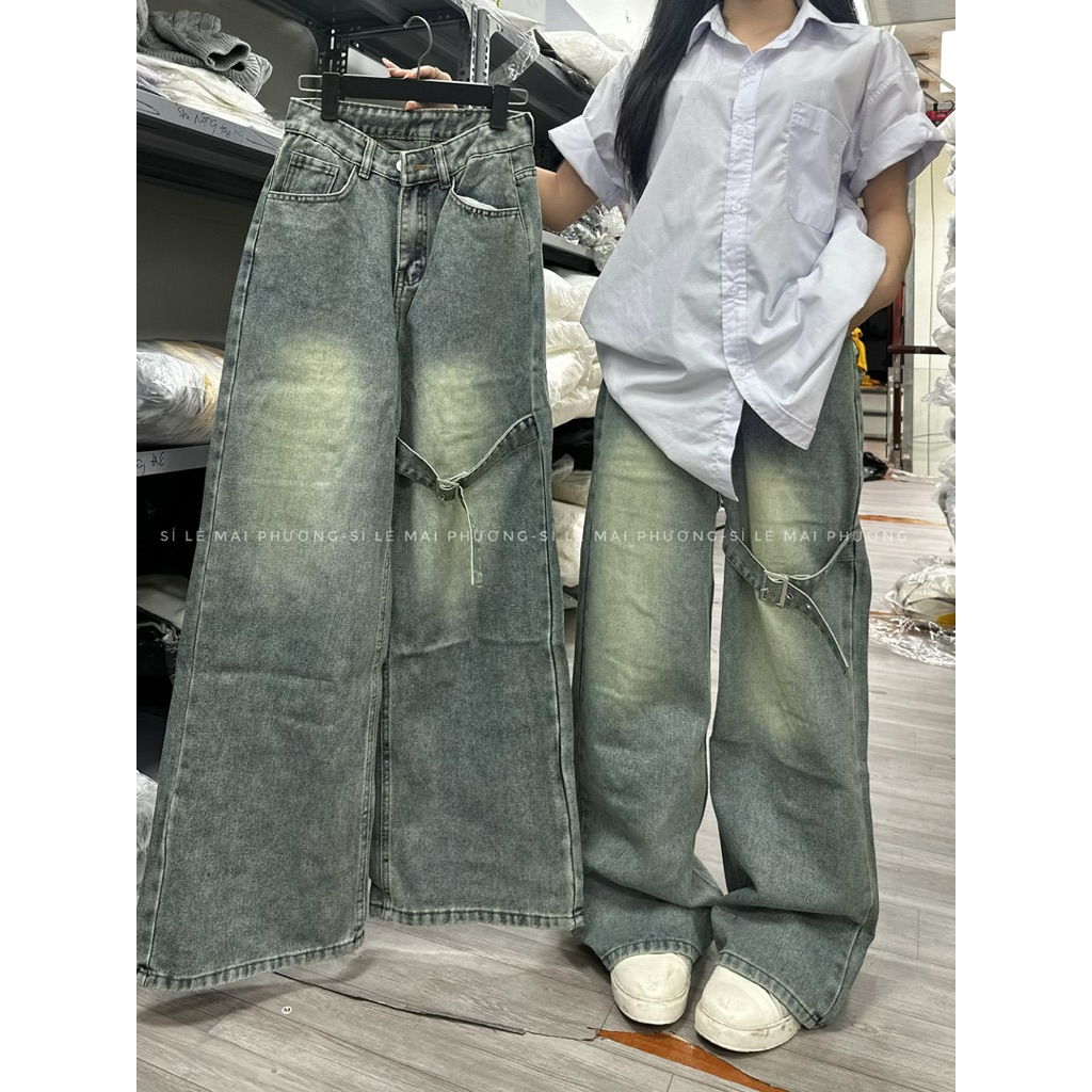 QUẦN JEAN ỐNG RỘNG KÈM ĐAI JEAN (CHÍNH CHỦ SỈ LẺ MAI PHƯƠNG)