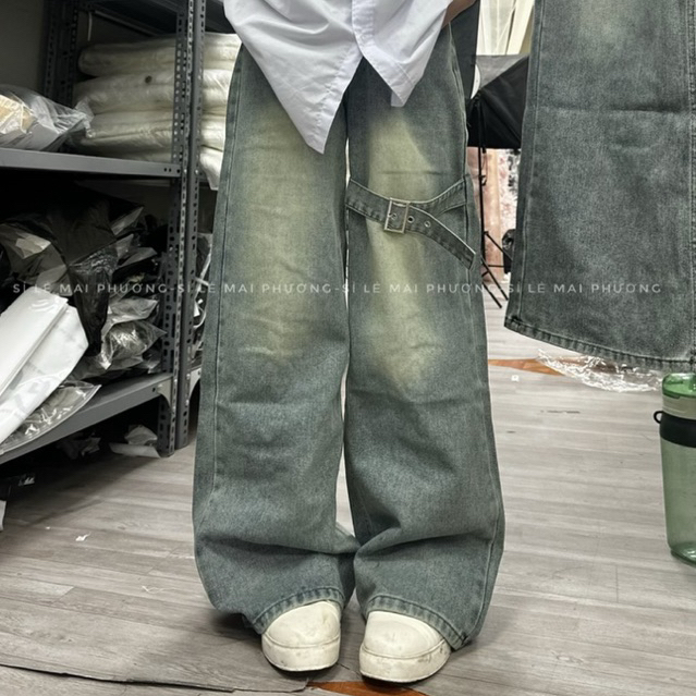 QUẦN JEAN ỐNG RỘNG KÈM ĐAI JEAN (CHÍNH CHỦ SỈ LẺ MAI PHƯƠNG)