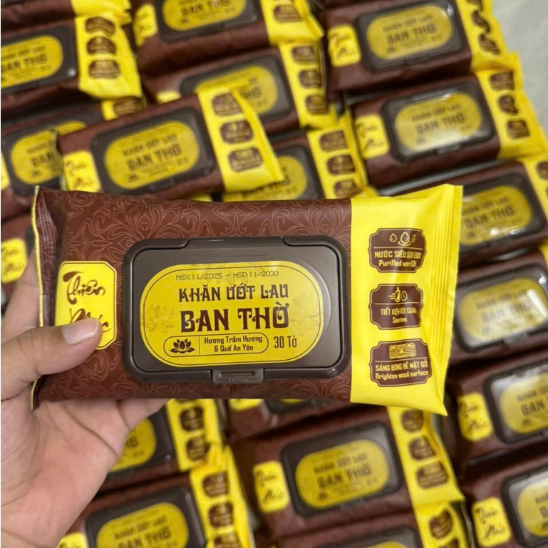 Combo 5 khăn ướt lau ban thờ Thiên Phúc hương trầm ngũ vị tự nhiên tiện lợi an toàn bao sái sạch sẽ