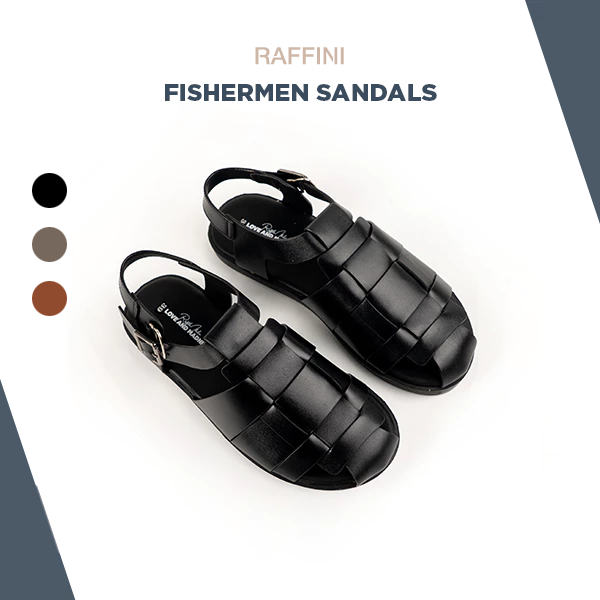 Dép Rọ Nam Raffini Fisherman Sandal Màu Đen, Da Bò Thật, Đế Đúc Cao Su ...