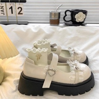 Giày búp bê lobita nữ đế cao 5cm da bóng phối REN thời trang cao cấp QV429