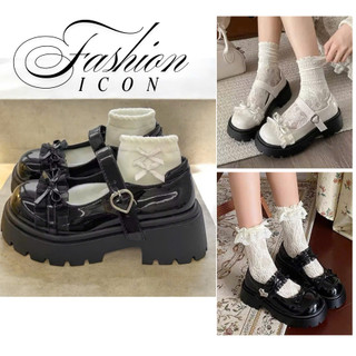 [fullbox ]Giày búp bê lolita nữ đế cao kiểu hiện đại đế độn 5cm bản đẹp cao cấp da mềm