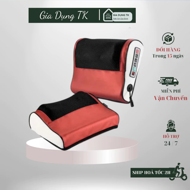 Gối massage Cổ Vai Gáy, Gối Massage Hồng Ngoại 20 Bi Công Nghệ Nhật Bản, Mát Xa Giảm Đau Mỏi