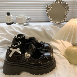 [fullbox ]Giày búp bê lolita nữ đế cao kiểu hiện đại đế độn 5cm bản đẹp cao cấp da mềm