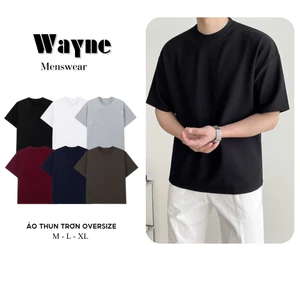Trơn Cổ tròn Basic Nam Nữ Form Oversize, Áo Thun Cộc Tay Vải Cotton Premium