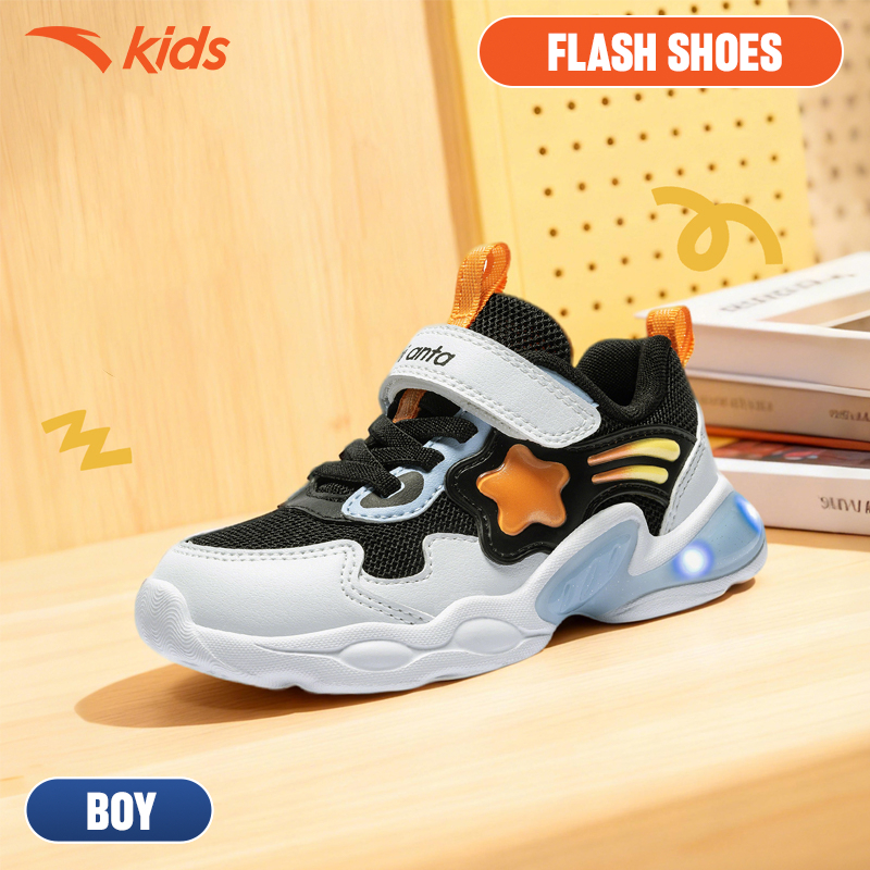ANTA Kids Flash Shoes Giày Tập Đi Thể Thao Bé trai 3125D0006 Size 22-27. Êm Nhẹ, Thoáng Khí Dễ Vận Động