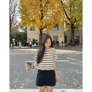Áo dạ tweed kẻ sọc ngắn tay Ma Vie