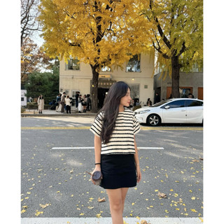 Áo dạ tweed kẻ sọc ngắn tay Ma Vie