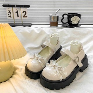 Giày búp bê lolita độn đế 5cm quai cài Cao Cấp (chân gầy, thon đặt lùi 1sz) QC0430