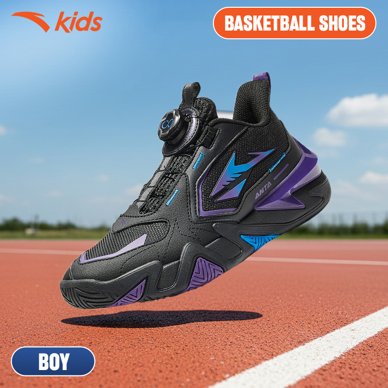 ANTA Kids Giày Bóng Rổ Thể Thao Bé Trai 3125D1109 Size 34 - 41 NI-Lin Basketball Bám Sàn, Hỗ Trợ Vận Động Chân Bé