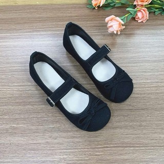 Giày Mary Jane Nữ Da Lộn Hàn Quốc, phối nơ siêu bền êm chân MS 428