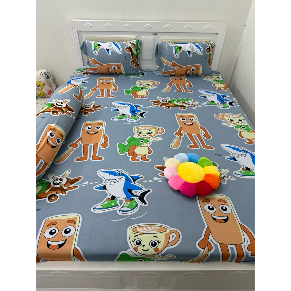 ga thun lạnh 4 món mẫu cute cho bé (Hoàng Hà bedding)
