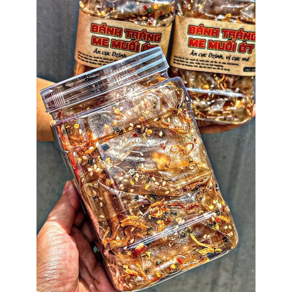 Bánh Tráng Me Muối Ớt Hũ 500gr Siêu Dẻo - Ăn vặt Su Xoắn
