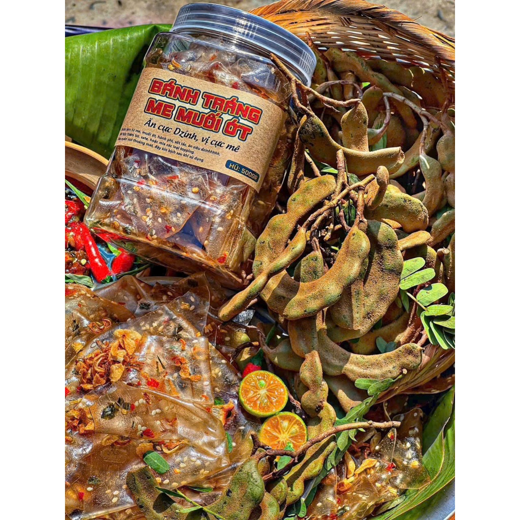 Bánh Tráng Me Muối Ớt Hũ 500gr Siêu Dẻo - Ăn vặt Su Xoắn
