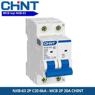 Aptomat MCB 2 Pha NXB-63 Chint 6A,10A,16A,20A,25A,32A,40A,50A,63A,80A,100,125A;Dòng Cắt