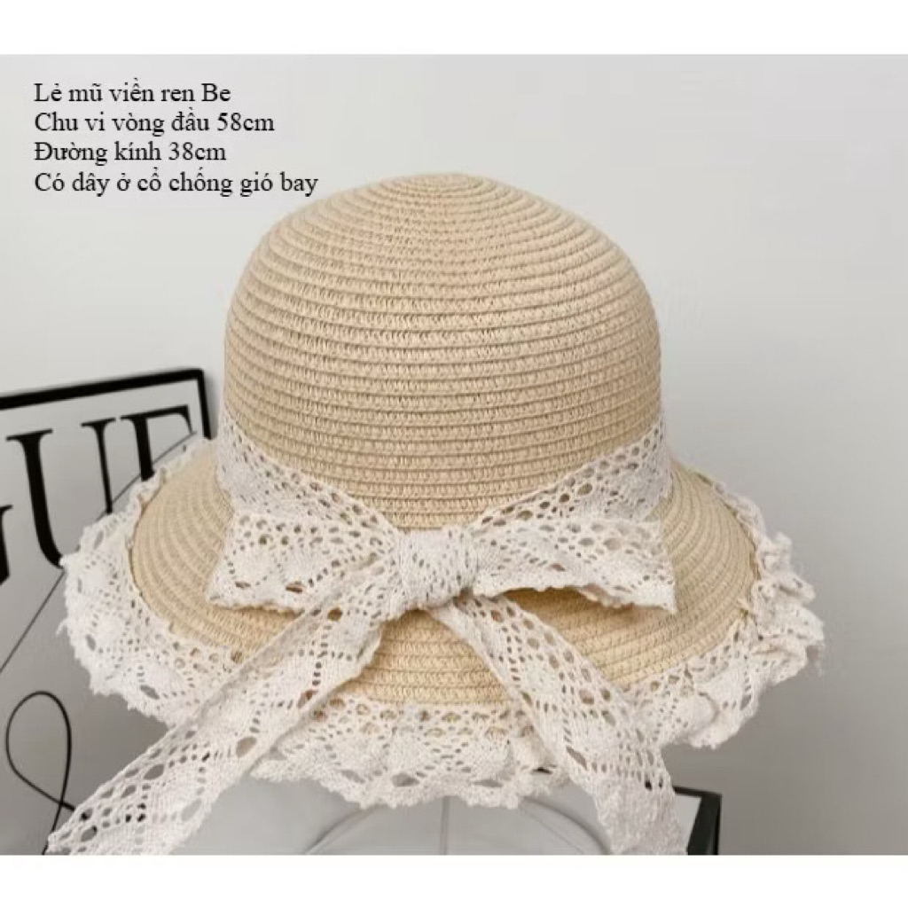 [ HCM] Combo túi mũ đi biển cho bạn gái Mũ cói nơ ren đi biển phong cách vintage BELLA
